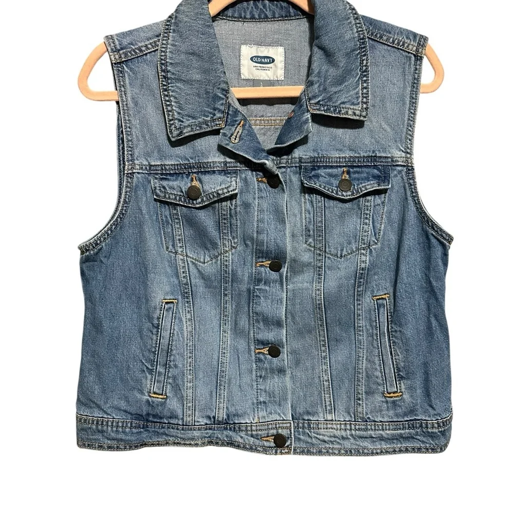 Old Navy Classic Sleeveless Denim Vest Size L - Picture 3 of 7